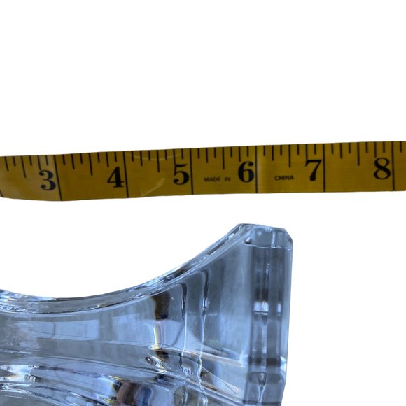 2 Pillar Clear Glass 24% Crystal Lead Candle Holders Slovenia 9" & 6" Tall - Picture 11 of 16